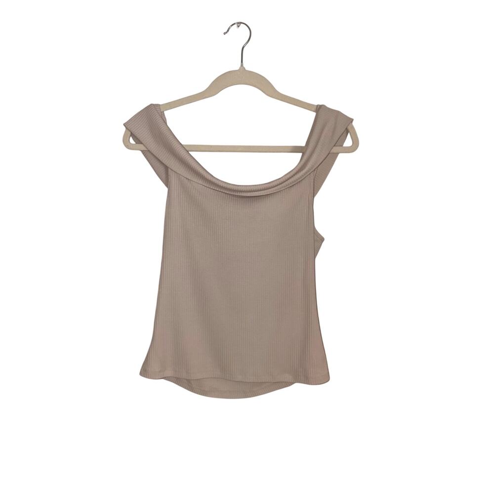 Old Navy Women’s Large Ivory Ribbed Off-Shoulder Stretch Top - Picture 4 of 5